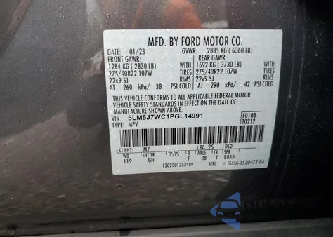 2023 Lincoln Aviator Reserve z USA, uszkodzony, nr VIN 5LM5J7WC1PGL14991